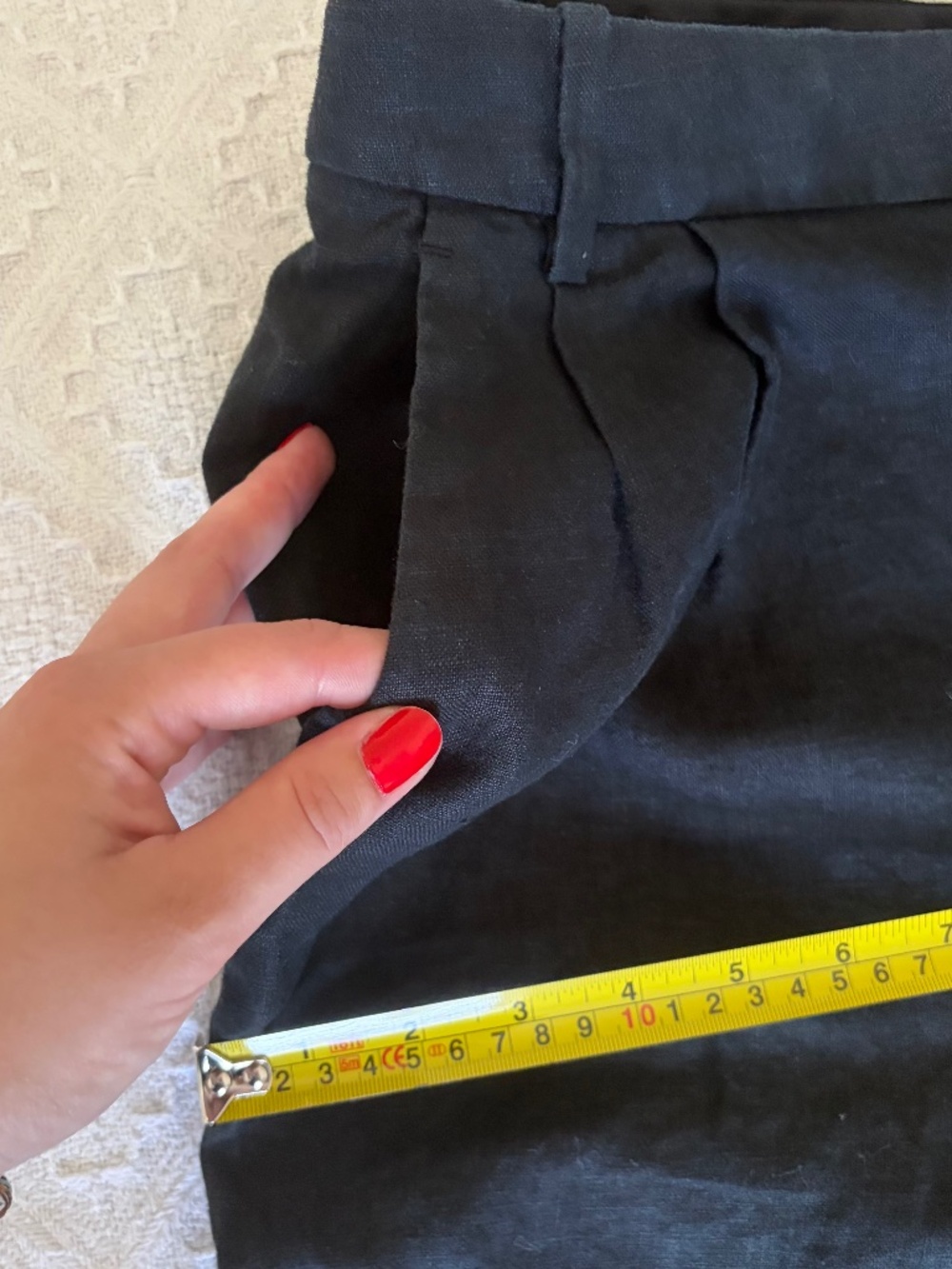 Women's 8 Banana Republic Black Linen Trousers Pleated Front - Picture 8 of 14